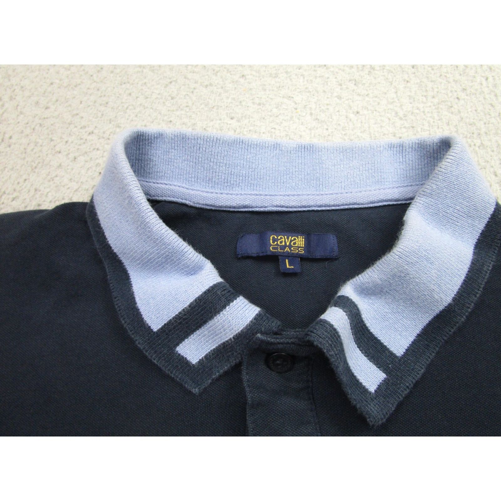 Cavalli Class Cavalli Class Polo Shirt Mens Large Navy Blue Contrast Collar Embroidered Logo Size US L / EU 52-54 / 3 - 4 Thumbnail