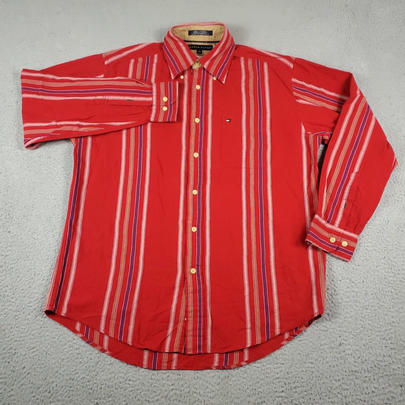 Tommy Hilfiger TOMMY HILFIGER Shirt Men M Red Striped Button-Up Long Sleeve Casual Elegant Classic Shirt Mens Medium Red Striped Button-Down Cotton Size US M / EU 48-50 / 2 - 3 Thumbnail