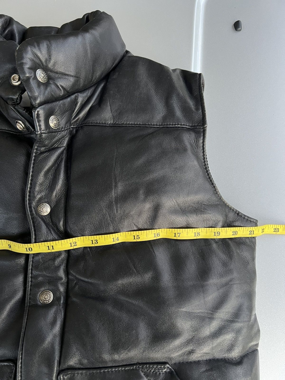 Vintage SCHOTT VEST LEATHER BUTTON ZIPPER Size US M / EU 48-50 / 2 - 12 Thumbnail