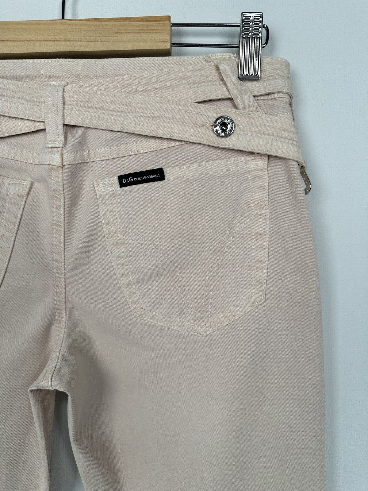 Dolce & Gabbana DOLCE & GABBANA Jeans Light Pink Flared Belted Pants size 26 Size 26" / US 2 / IT 38 - 8 Thumbnail