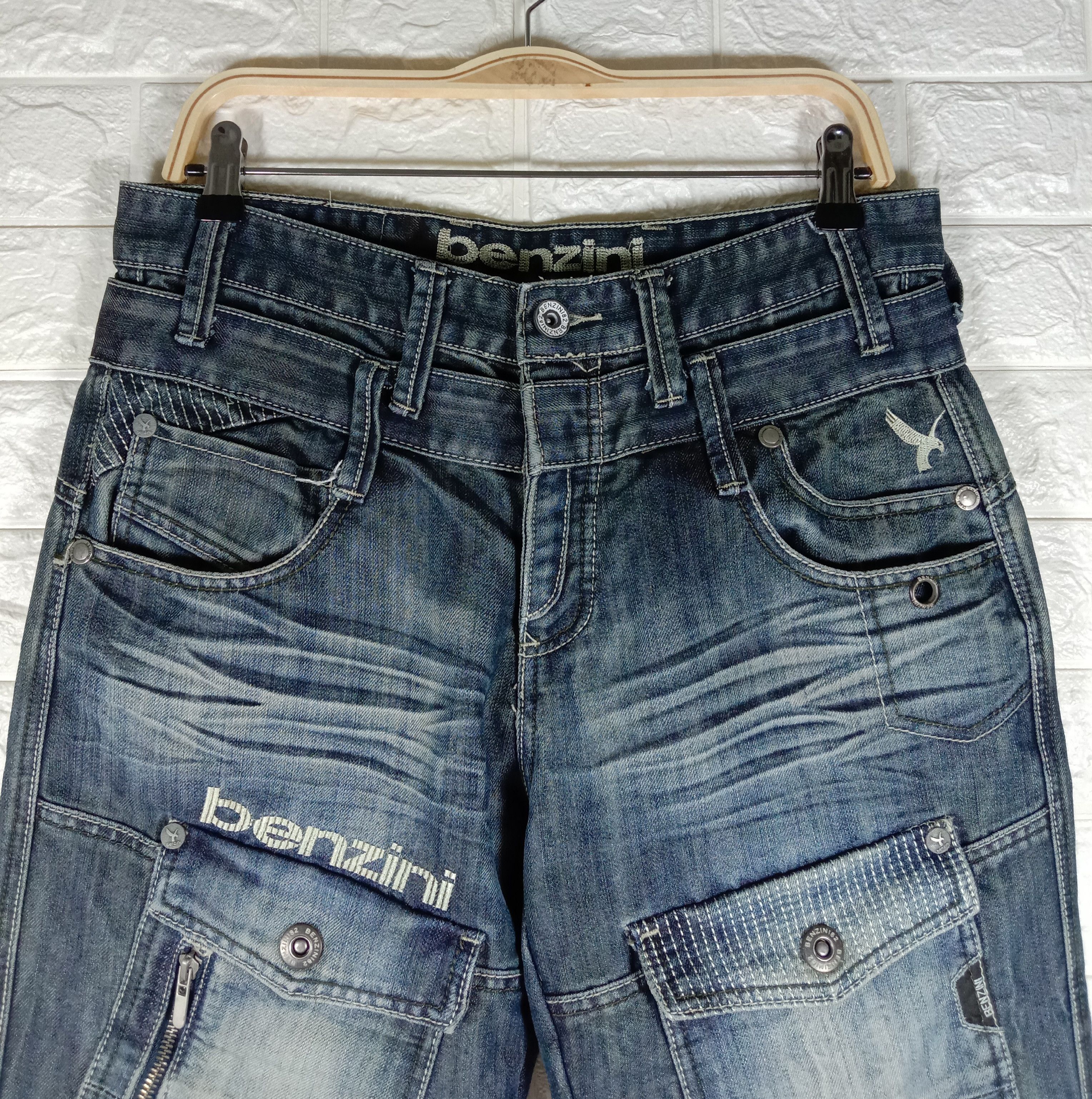 Japanese Brand Vintage Japanese Benzini Multi Pocket Buckle Back Jeans Size US 32 / EU 48 - 2 Thumbnail