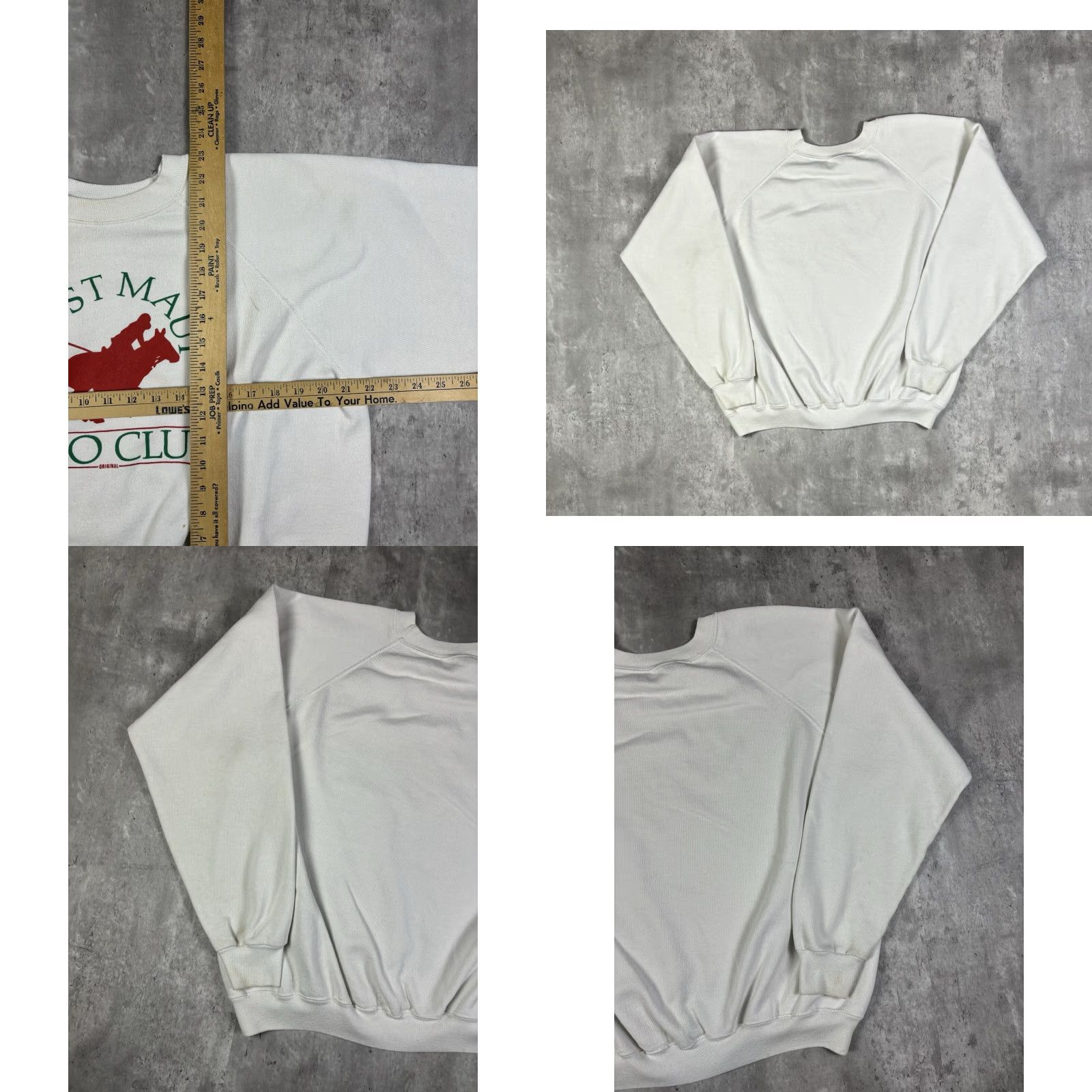 Hanes VINTAGE 80s West Maui Polo Club Raglin Sweatshirt Mens S White Graphic Print Hanes Cotton Fleece Pullover Size M? Size US S / EU 44-46 / 1 - 8 Thumbnail