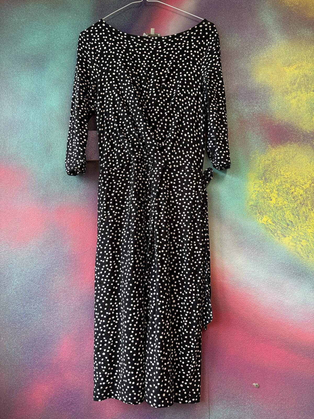 Other Hobbs Polka Dot Wrap Dress Midi Black/White Size S / US 4 / IT 40 - 1 Thumbnail
