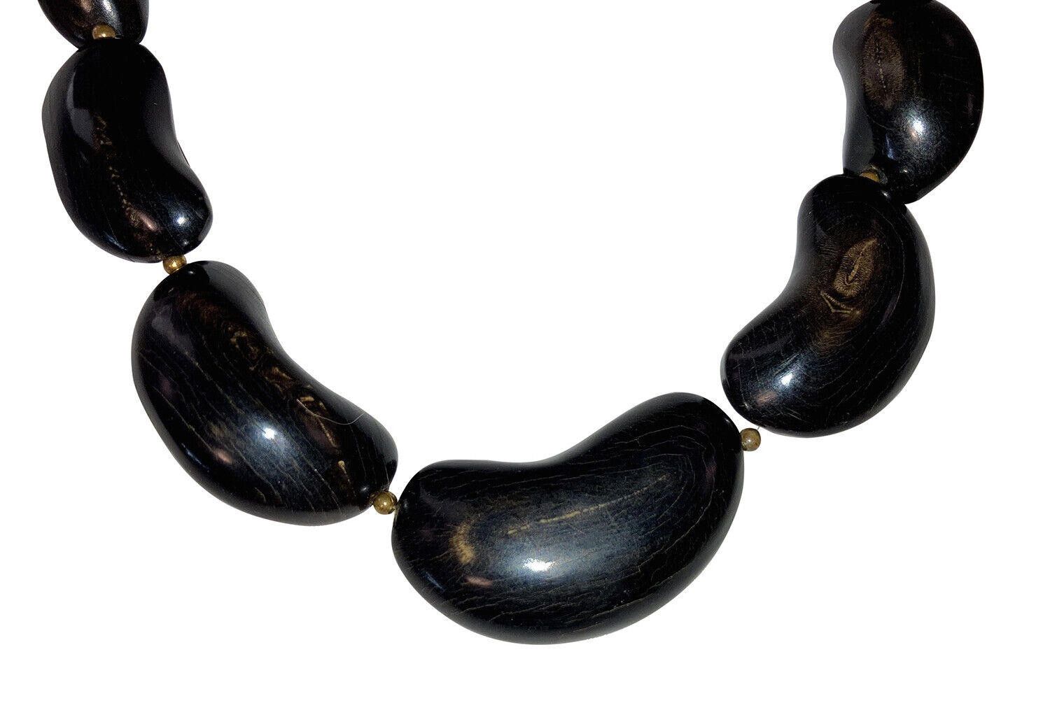 Designer Hand Made Carved Bull Horn Bean Shaped Bead Necklace Size ONE SIZE - 2 Thumbnail