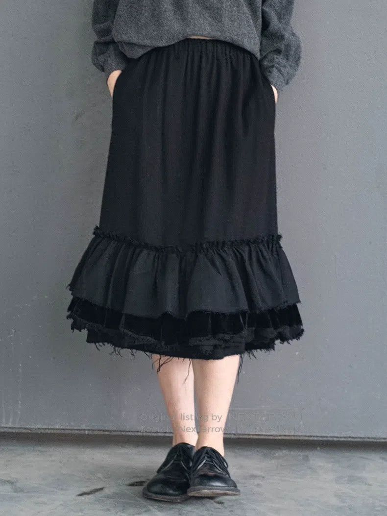 Comme des Garcons Comme Des Garcons Wool velvet lace half skirt Size 23" - 6 Thumbnail