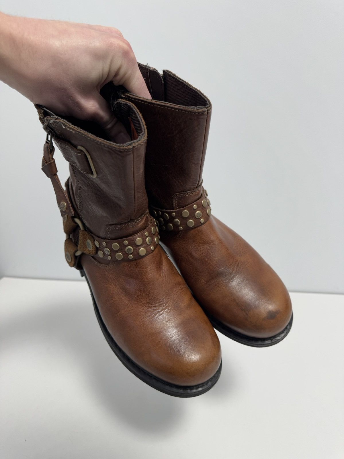 Harley Davidson × Vintage HARLEY DAVIDSON VADA Biker Boots Ankle Leather Bootie EUR-40 Size US 10 / IT 40 - 15 Thumbnail