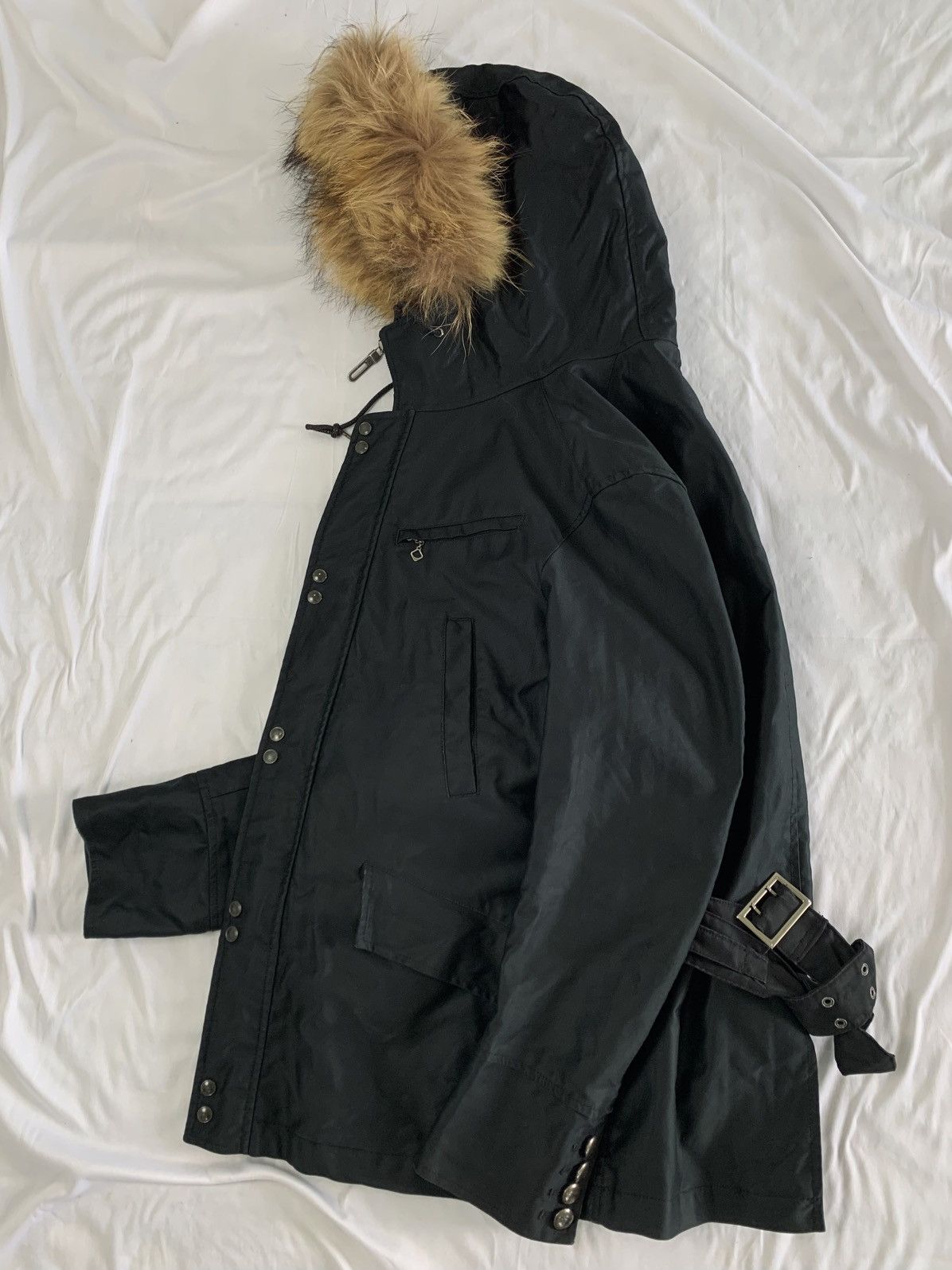 Le Grande Bleu (L.G.B.) Avant garde style men's parka jacket with a furry hood Size US L / EU 52-54 / 3 - 5 Thumbnail