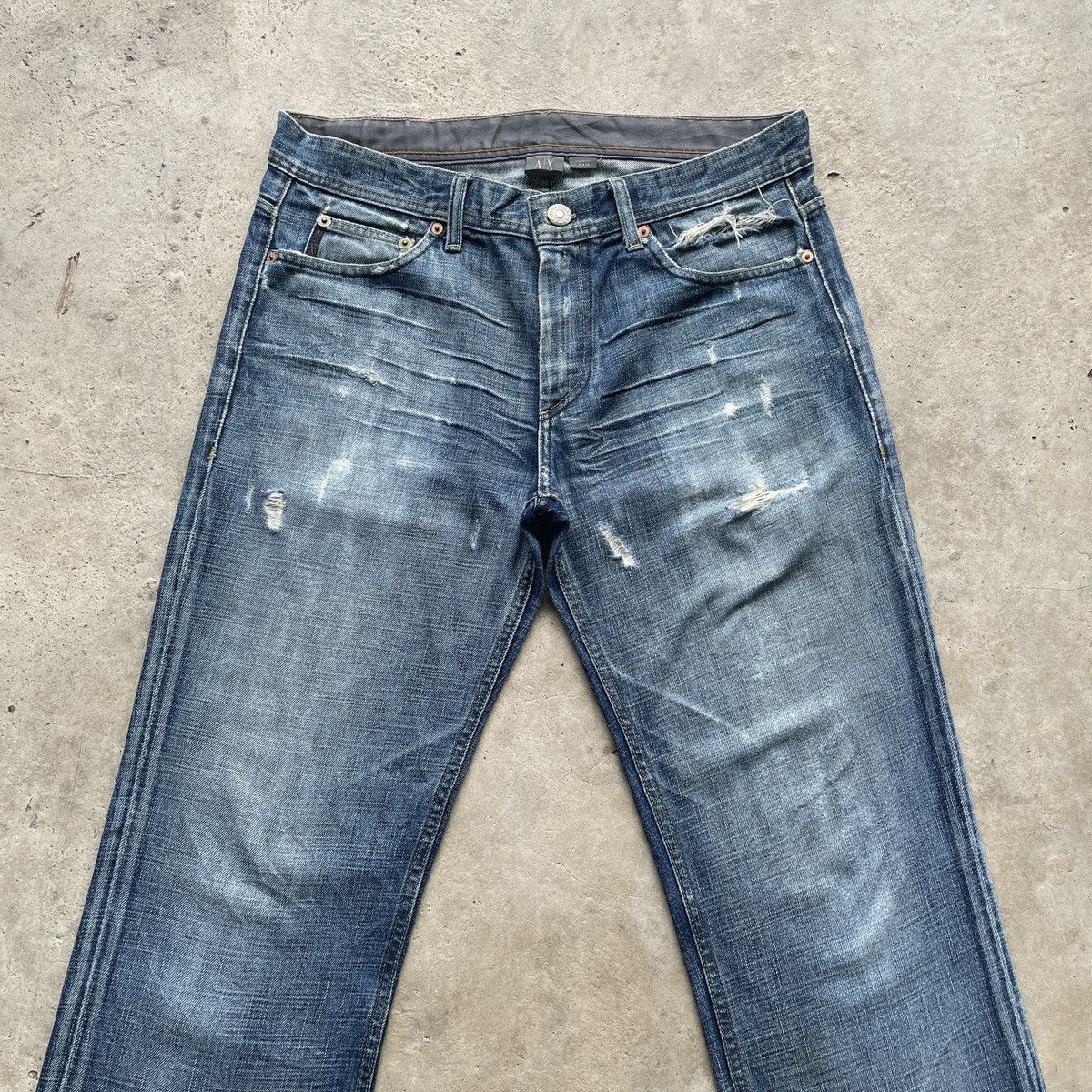 Armani Exchange × Jean Vintage Armani Exchange USA Distressed Jeans Faded Pants W35 Size US 35 - 4 Thumbnail