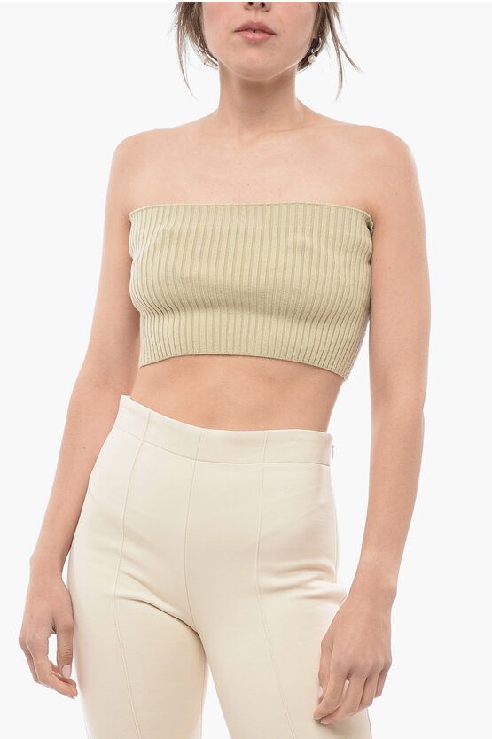 image of Chloe Ribbed Cashmere Blend Tube Top in Beige, Women's (Size Medium)