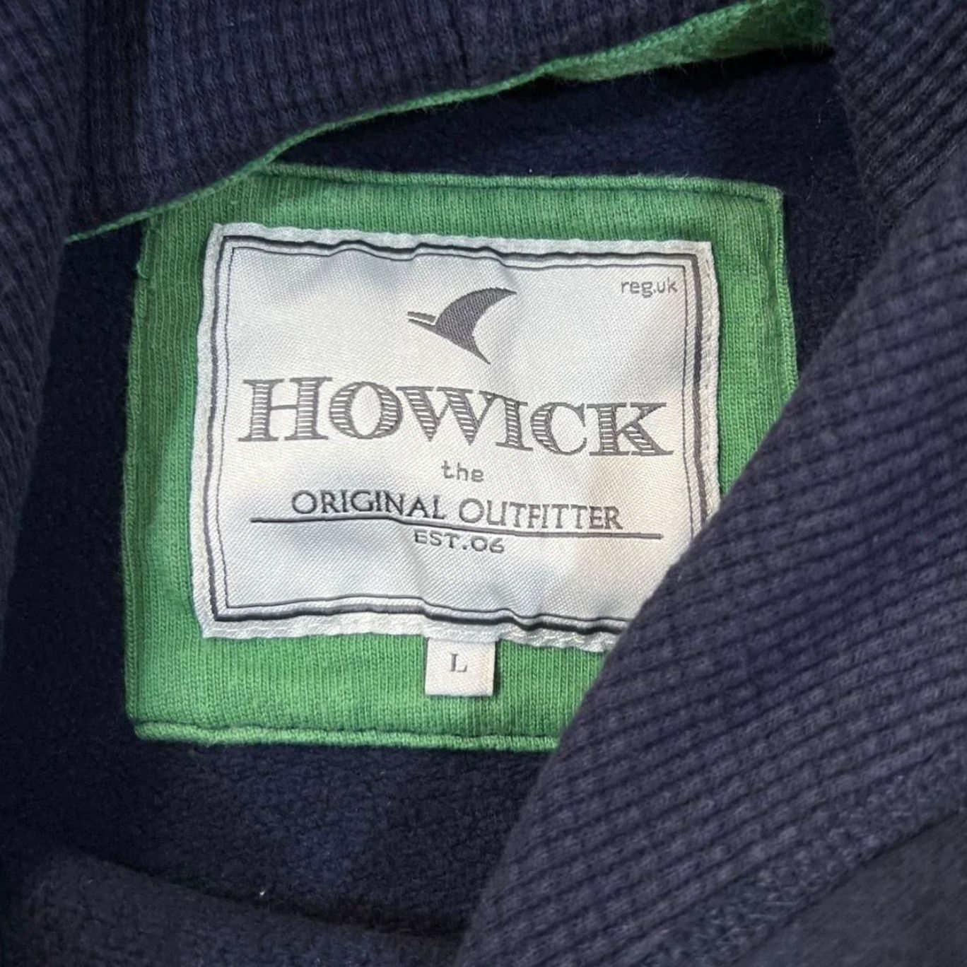 Vintage Howick H.wk Embroidered Patch Logo Navy Blue Pullover Hoodie Large Hoodie Mens L Blue Embroidered Logo 90s Event Size US L / EU 52-54 / 3 - 4 Thumbnail