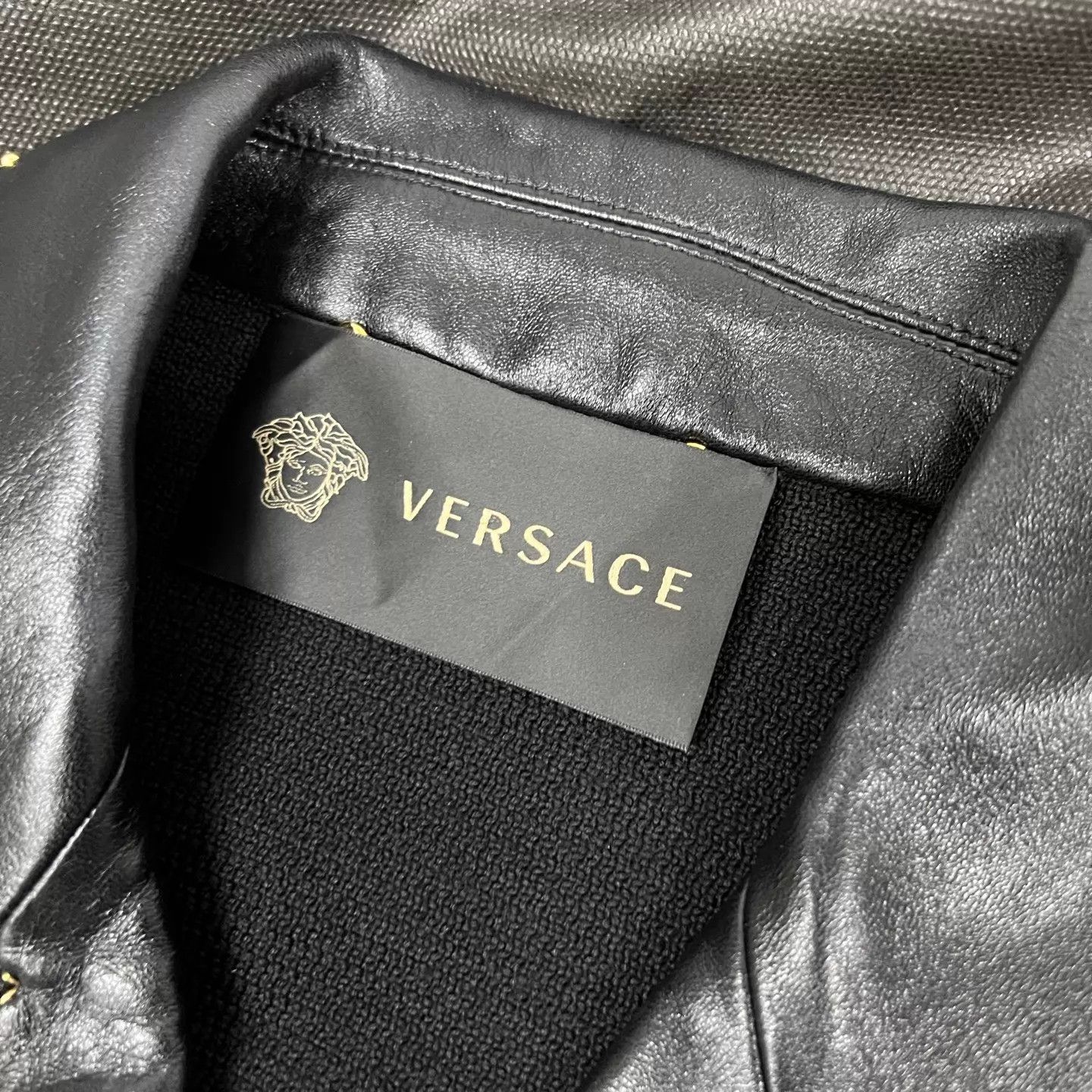 Versace Versace knit panel black gold leather biker jacket Size M / US 6-8 / IT 42-44 - 5 Thumbnail
