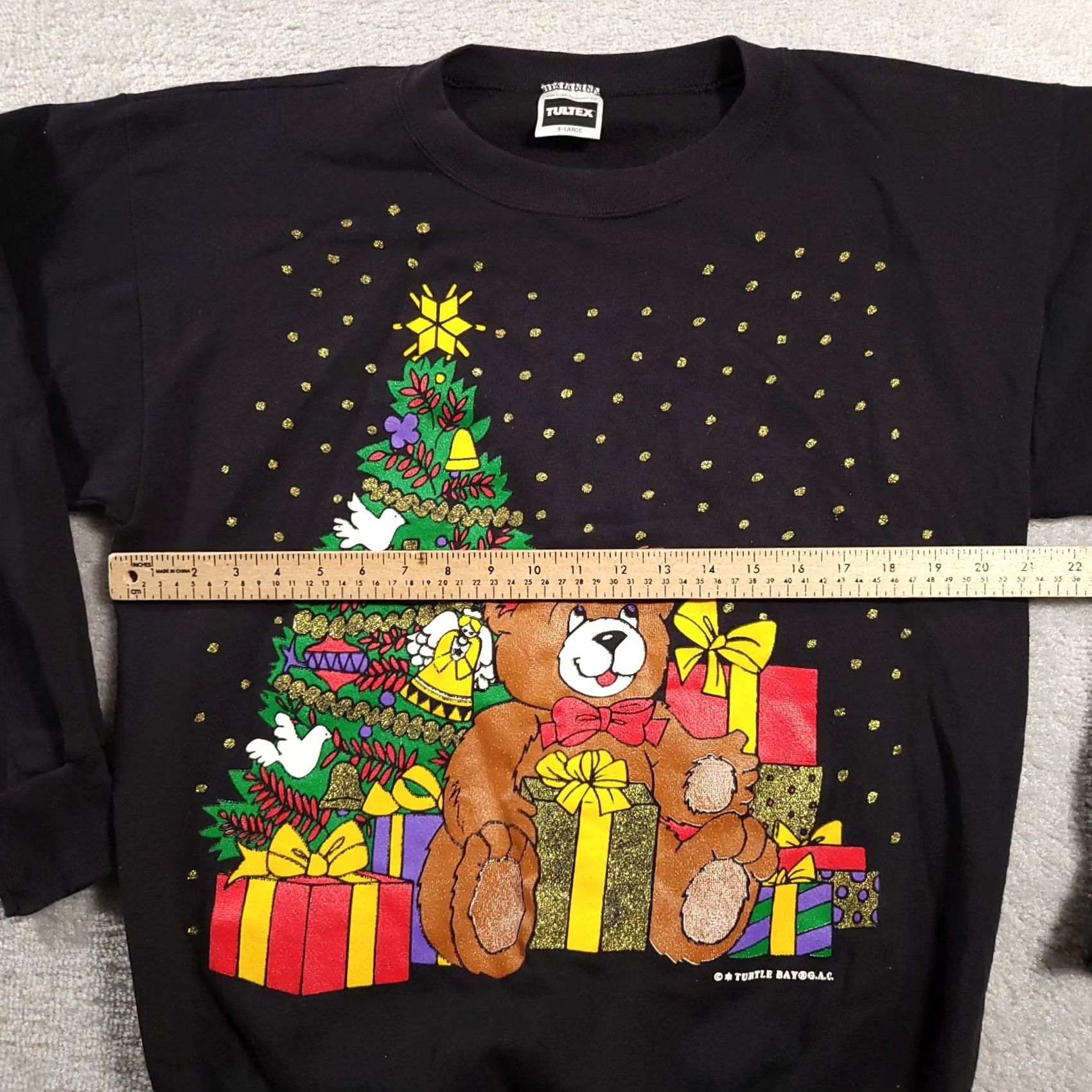 Tultex VINTAGE Tultex Glitter Sweatshirt Adult XL USA Christmas Tree Bear Womens Sweatshirt Size XL / US 12-14 / IT 48-50 - 3 Thumbnail