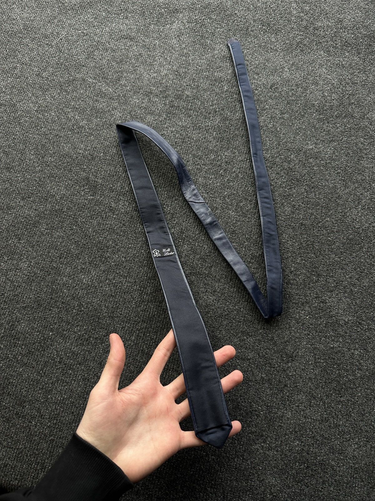 Other 🚨 LEATHER BLUE ITALY TIE LUXURY VNTG RARE OLD MONEY Size ONE SIZE - 4 Thumbnail