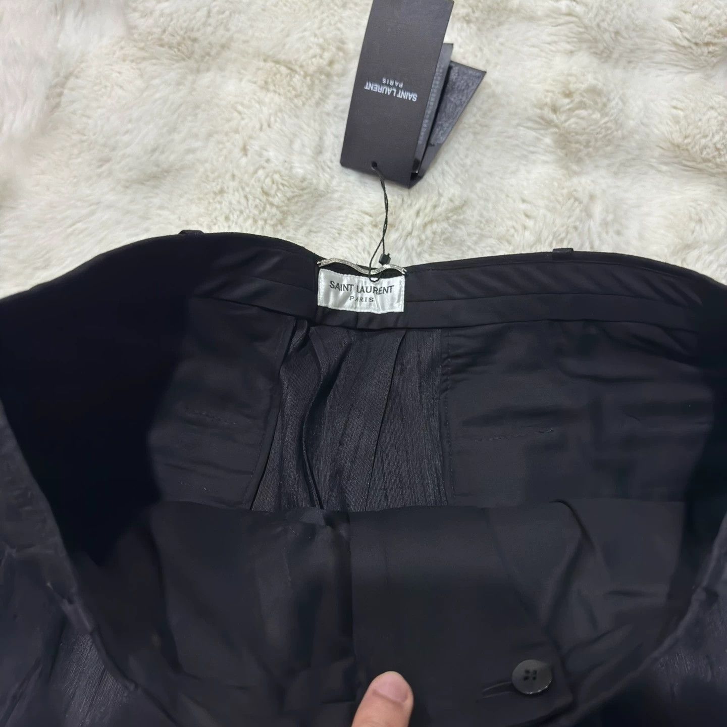 Saint Laurent Paris SLP Claw - Mark Metallic Silk - Blend Pants 52 NWT Size US 36 / EU 52 - 3 Thumbnail