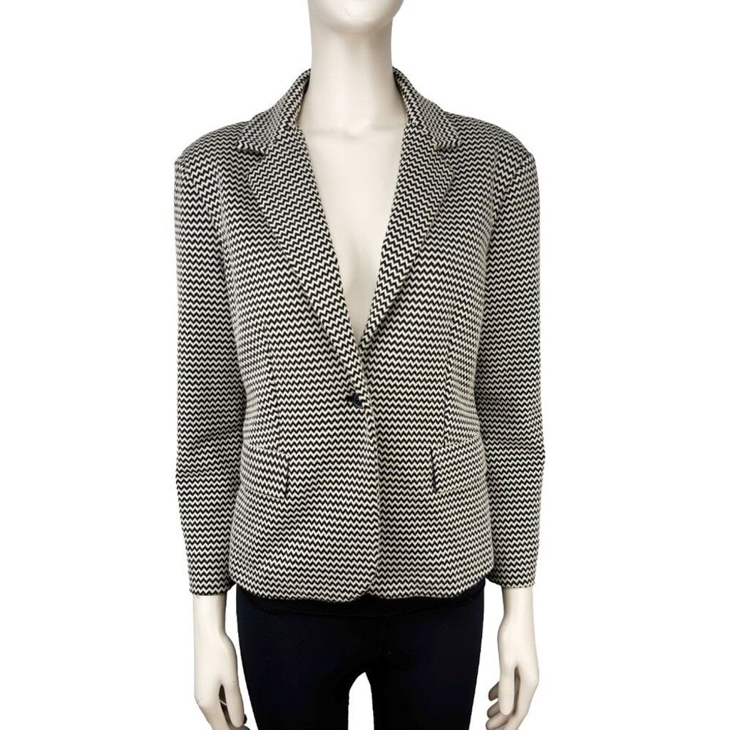 Max Mara MAXMARA Weekend Soft Cropped Black & White Blazer Sz L Size L / US 10 / IT 46 - 3 Thumbnail