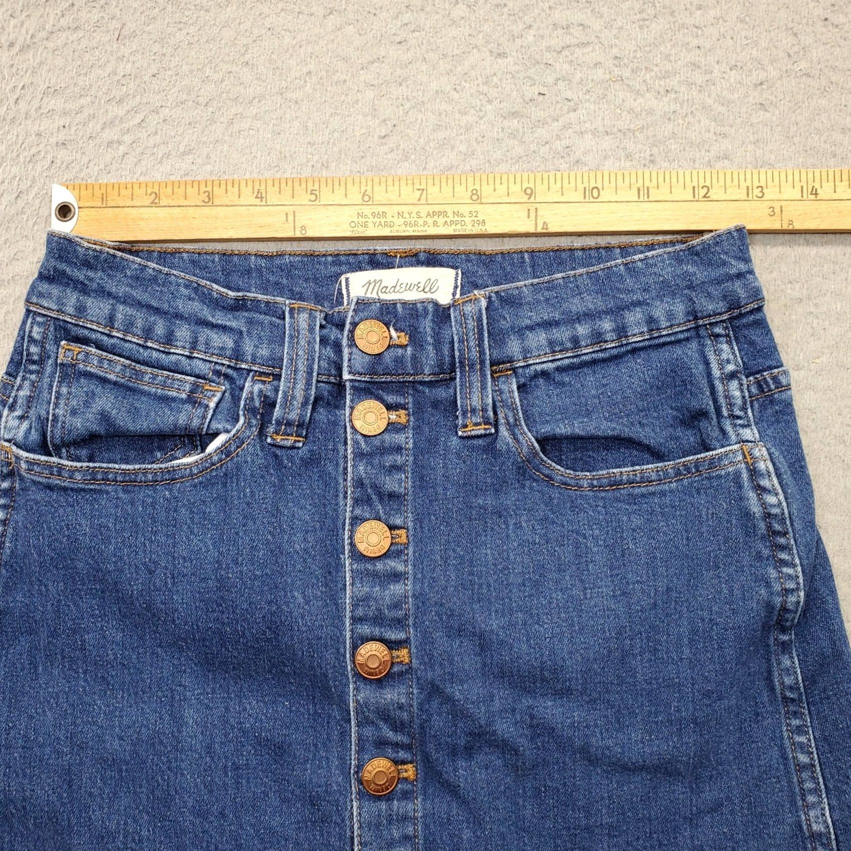 Madewell Madewell Womens Size 26 Blue Denim 5-Pockets Button Front Mini Skirt Short Casual Size 26" / US 2 / IT 38 - 4 Thumbnail