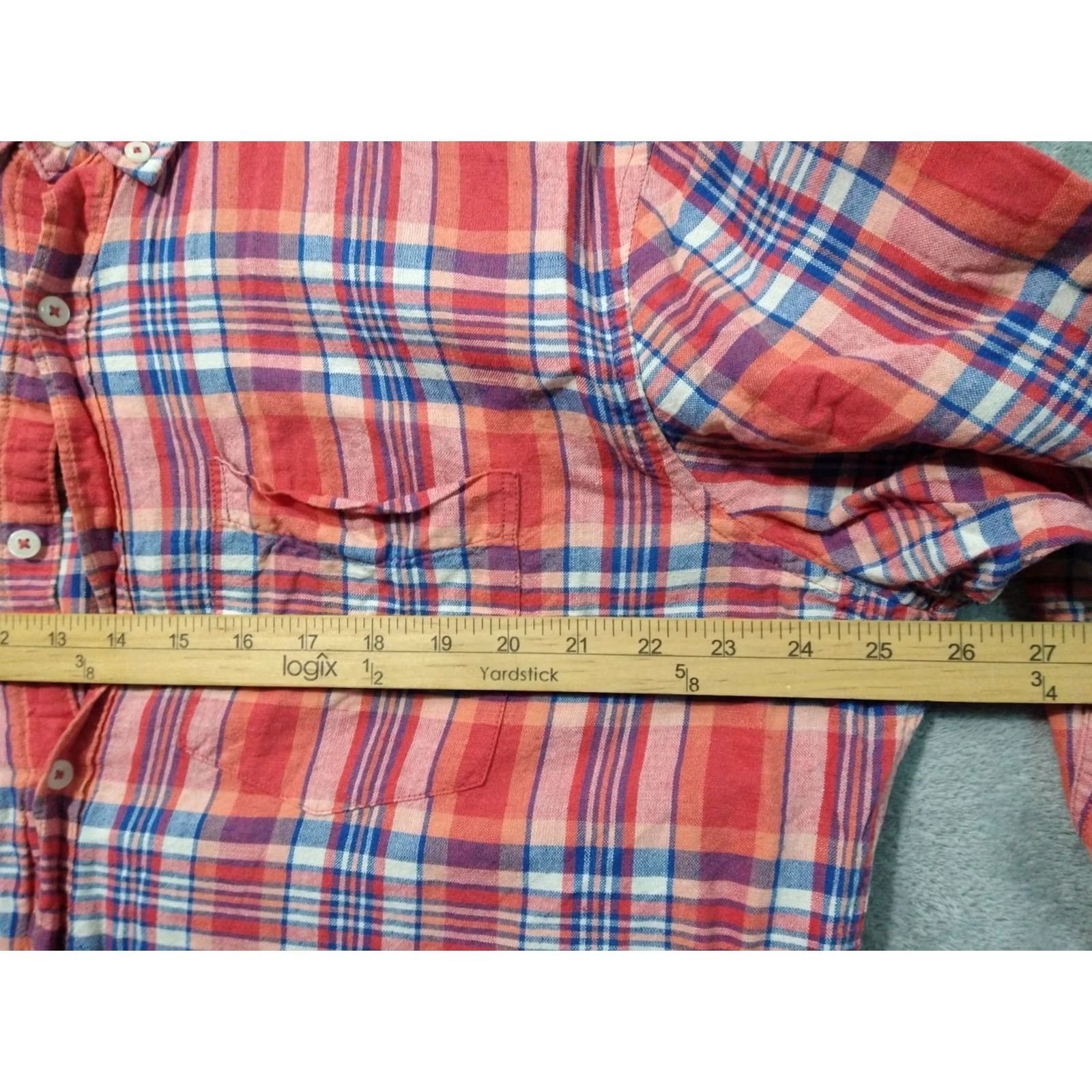 American Eagle Outfitters American Eagle Outfitters Shirt Mens XL Orange Plaid Linen Blend Long Sleeve Classic Fit Size US XL / EU 56 / 4 - 5 Thumbnail