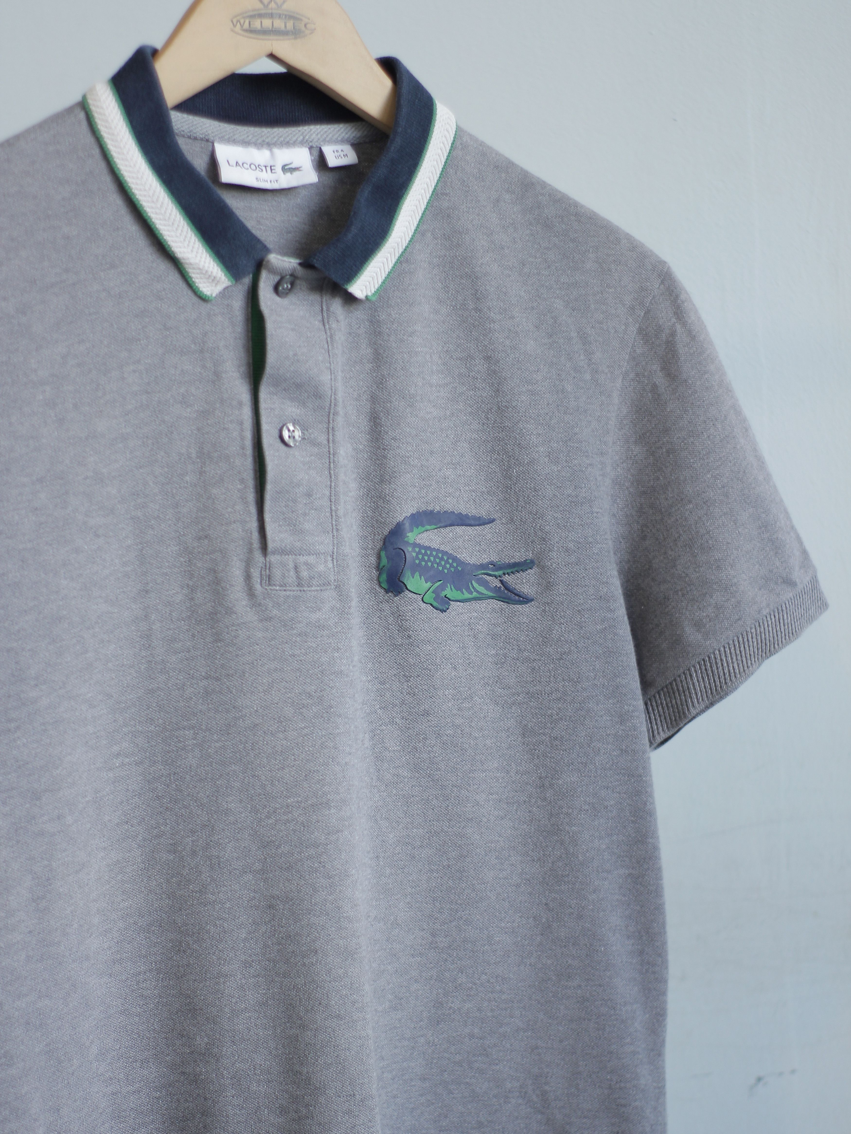 Lacoste Lacoste big logo crocodile 🐊 m s mens polo shirt gray Size US M / EU 48-50 / 2 - 2 Thumbnail