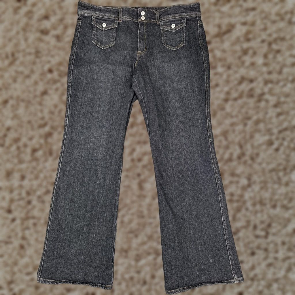 Gap GAP Jeans Womens 16 Dark Wash Low Rise Boot Cut Stretch Denim Double Button Zip Fly Pockets 5-Pocket Design Womens Size 38" / US 16 / IT 52 - 1 Thumbnail