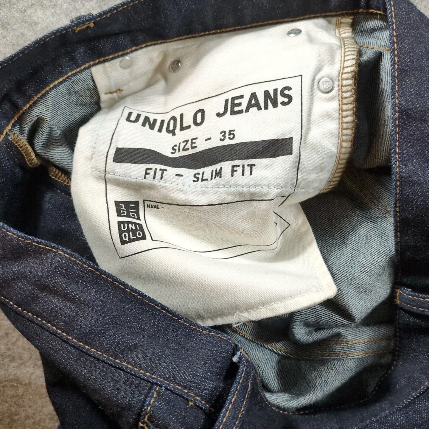 Uniqlo Uniqlo Jeans Mens 35x31 Blue Slim Straight Fit Stretch Size US 35 - 6 Thumbnail
