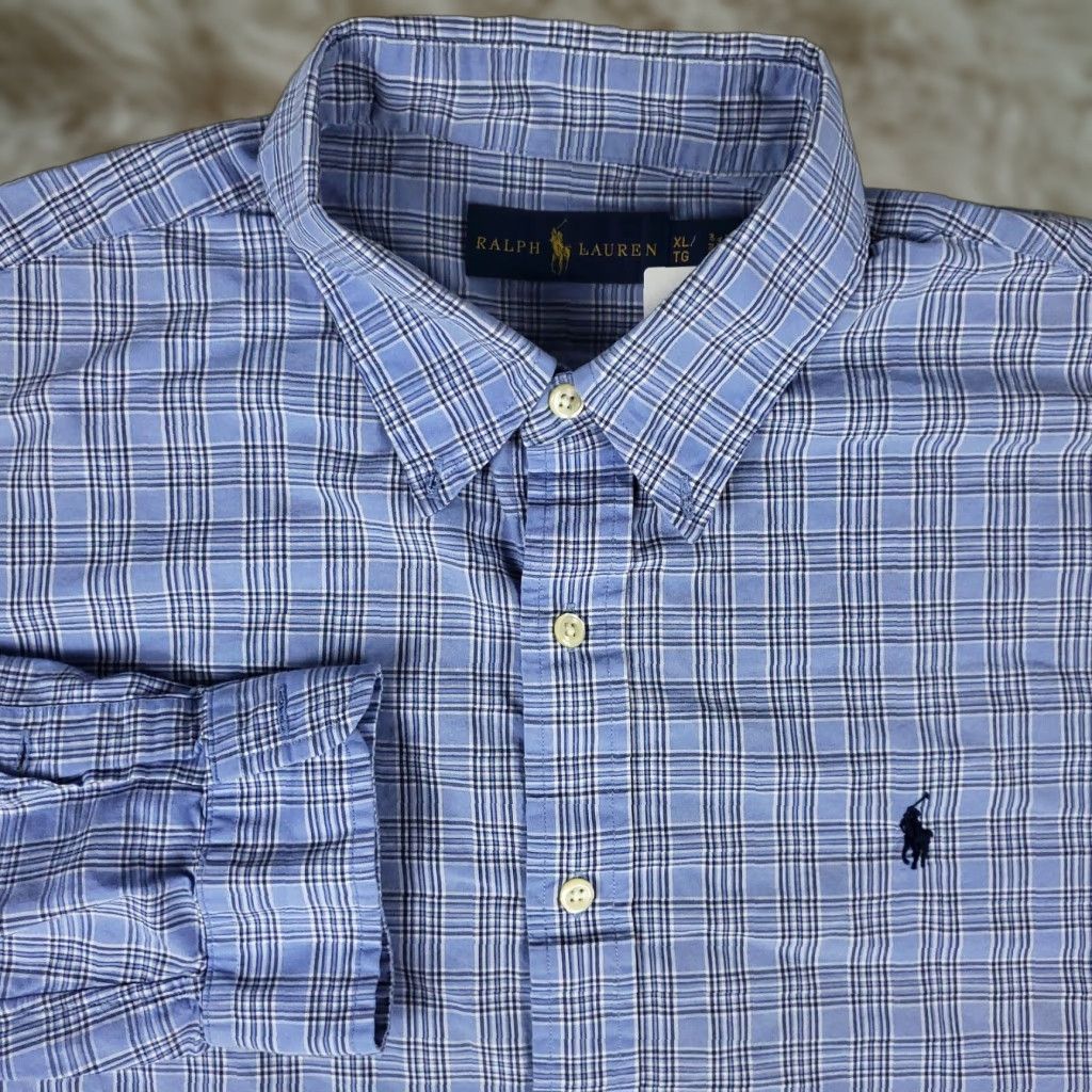Ralph Lauren Ralph Lauren Shirt Mens XL Blue Plaid Pony Casual Button Up Long Sleeve Size US XL / EU 56 / 4 - 1 Thumbnail