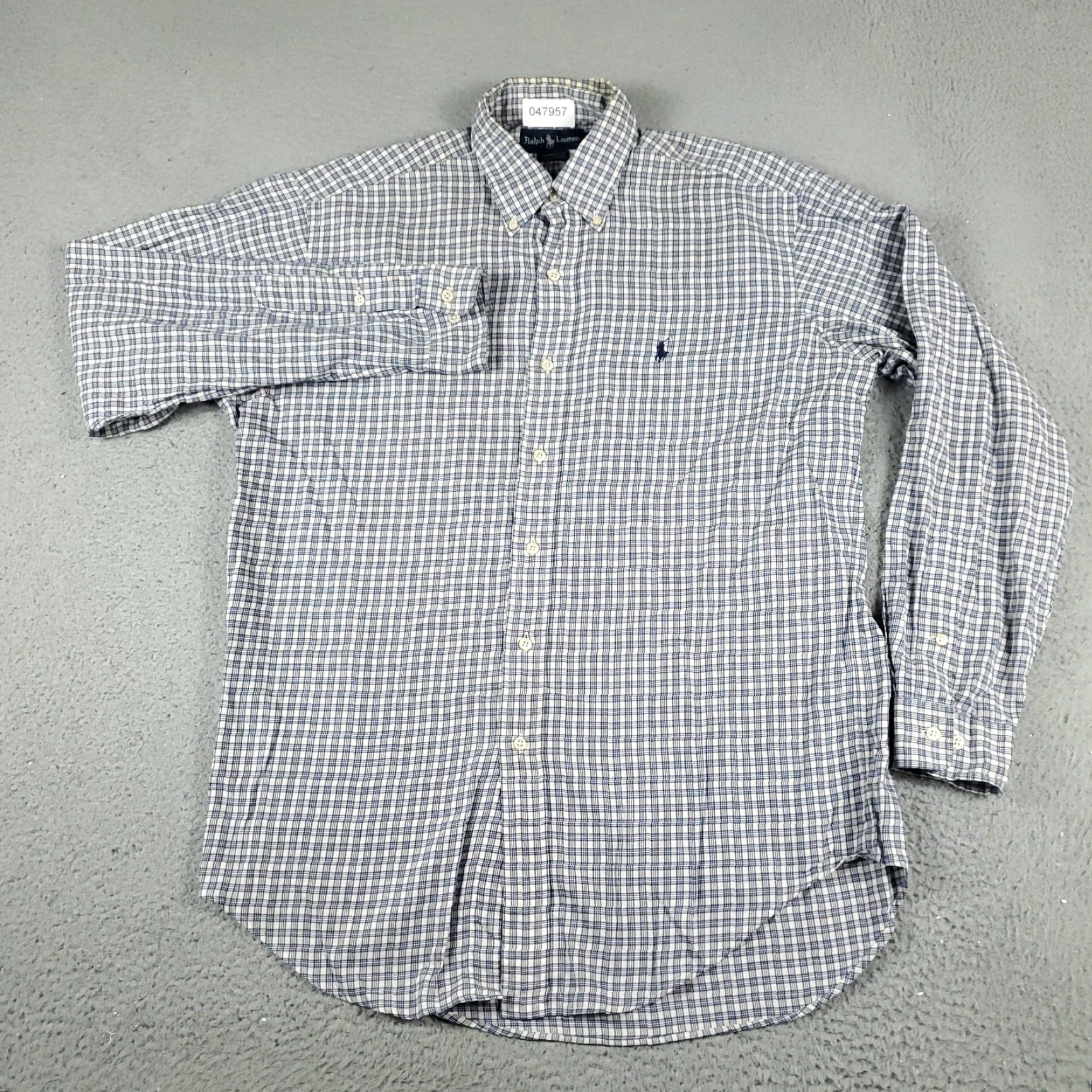 Ralph Lauren Ralph Lauren Shirt Mens 15.5 Blue Plaid Pony Dress Button Up Long Sleeve STAINED Size 40R - 2 Thumbnail