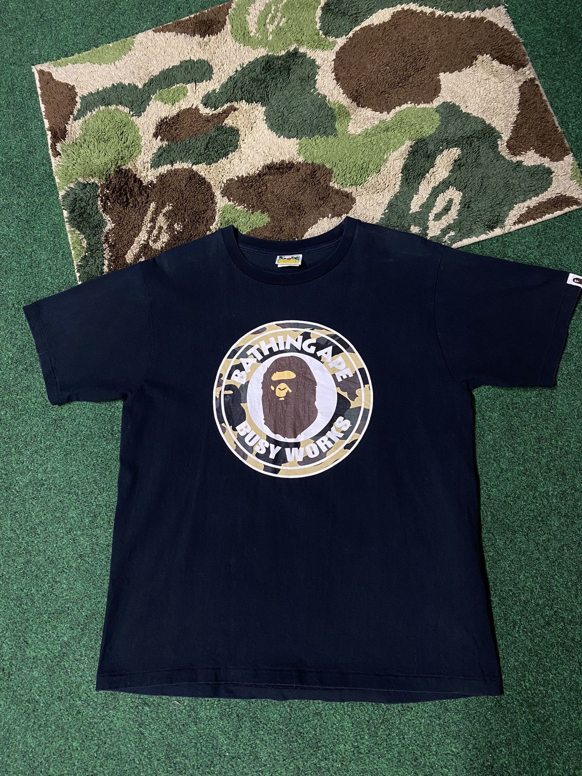 A Bathing Ape Yellow Camo Busy Works Bape Tee Shirt Medium