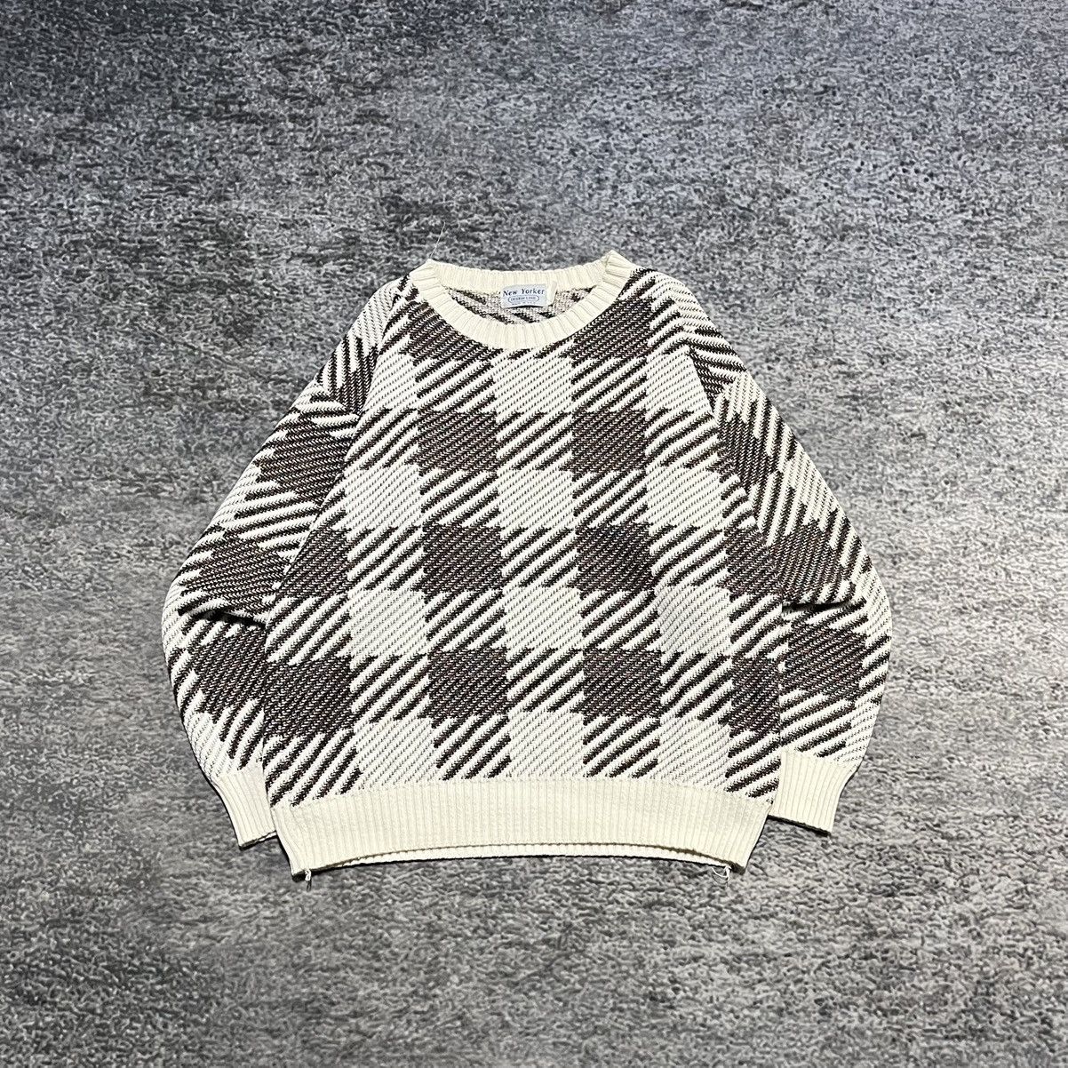 Vintage Vintage 90s New Yorker Plaid Pattern Grandpa Sweater Large Size US L / EU 52-54 / 3 - 1 Thumbnail