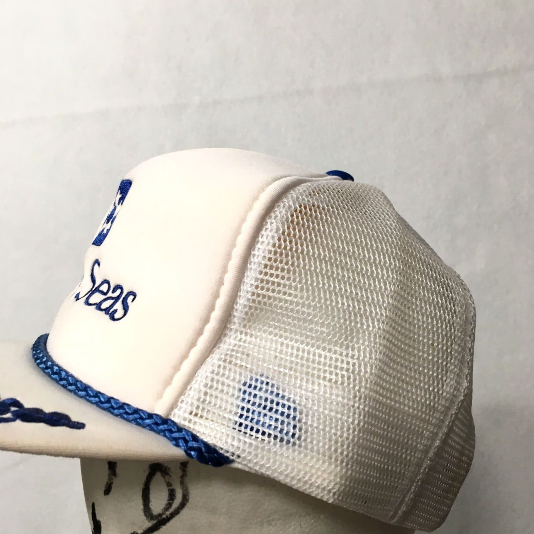 Vintage VINTAGE AZURE SEAS Trucker Hat Cap White One Size FOAM ROPE MESH BACK Adjustable Mens Size ONE SIZE - 3 Thumbnail
