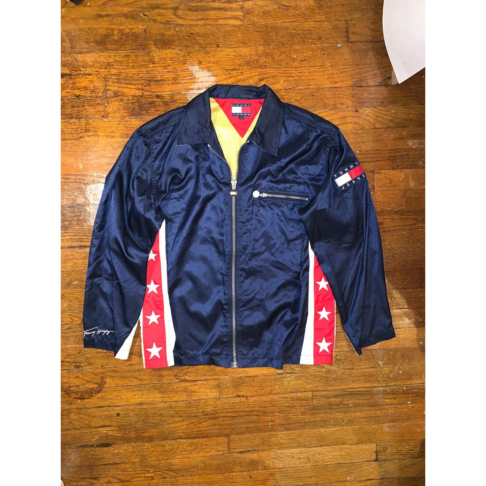 Tommy Hilfiger Vintage 90s Tommy Jeans Jacket Large USA Flag Stars Korea Size US L / EU 52-54 / 3 - 1 Thumbnail