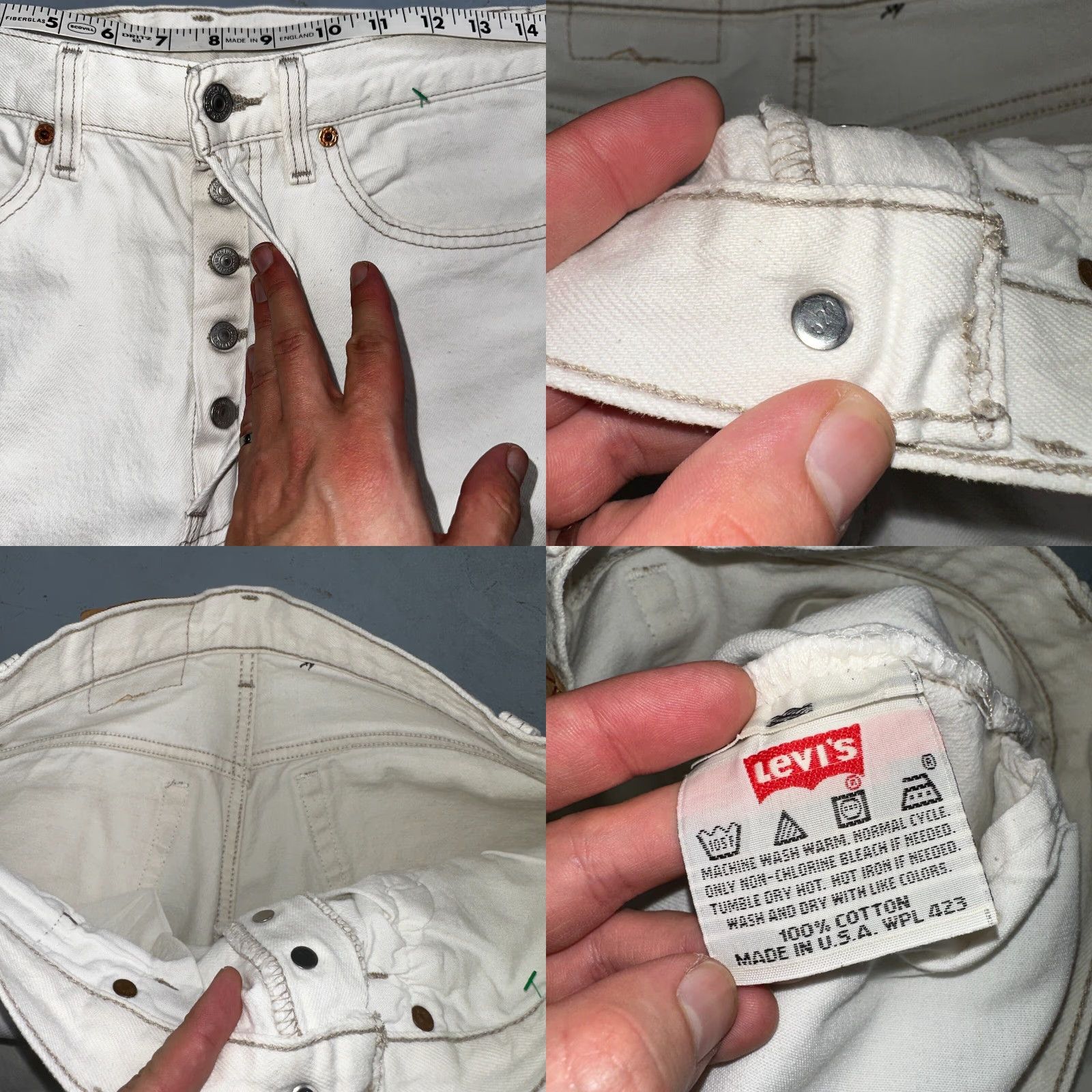 Levi's VINTAGE Levi's 501 Jeans Men 31x32 White Light Wash 90s USA Straight Leg Regular Denim 501 Series - 31x32 Mens Size US 31 - 8 Thumbnail