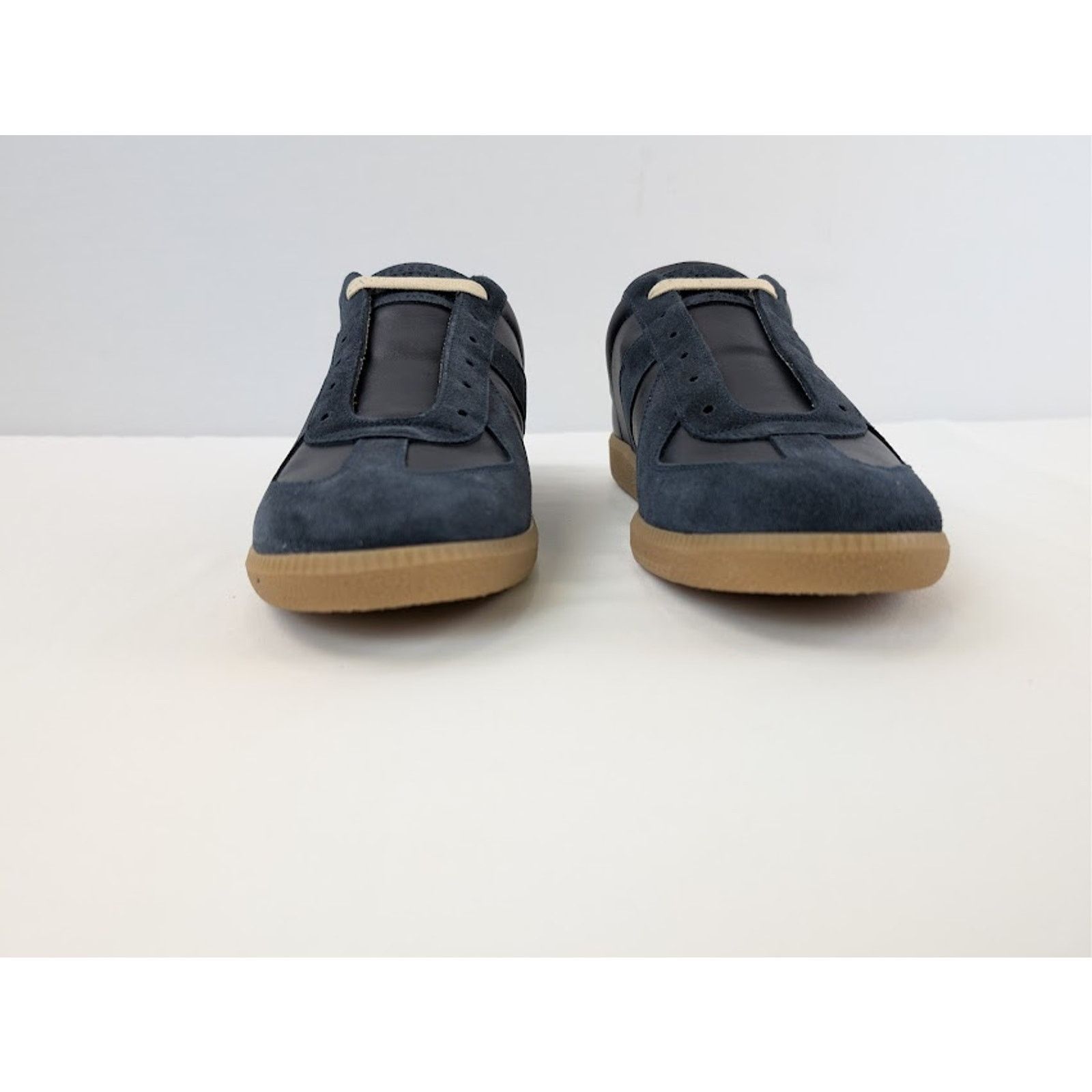 Maison Margiela o1rshd1 Q:2 / Leather-Suede Replica Sneakers Dark Navy Blue Size US 11 / EU 44 - 9 Thumbnail
