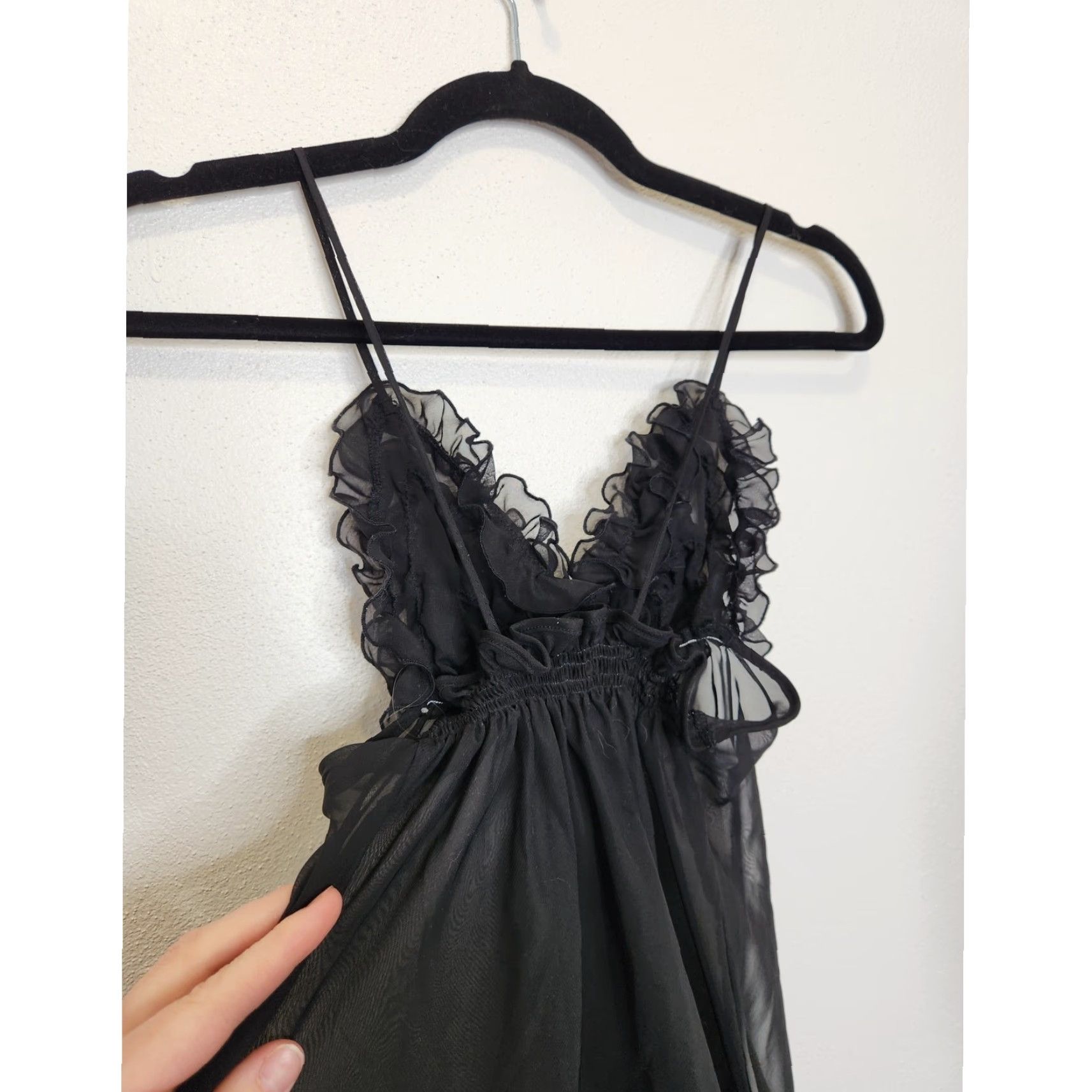 Vintage VINTAGE y2k Black Sheer Dress Goth Small Lingerie Slip Dress Short Women S Black Slip Dress 90s Vintage Size S / US 4 / IT 40 - 6 Thumbnail