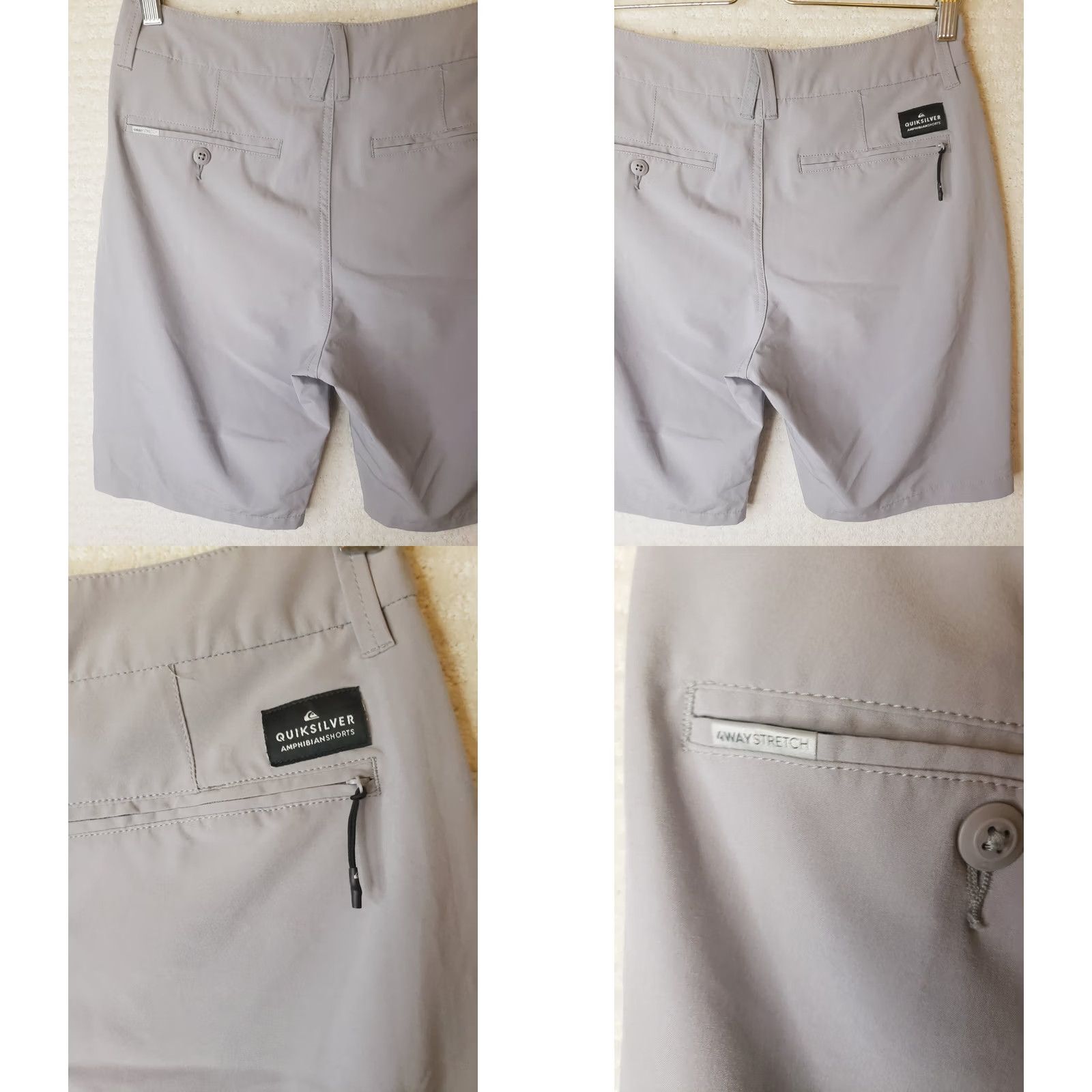 Vintage Hybrid Amphibian Shorts Mens 28" Bottom Regular Gray Solid UV-Protection Quick Dry Stretch Swimming Surf Beach Boating Casual Land or Water Use Mens Size US 28 / EU 44 - 8 Thumbnail