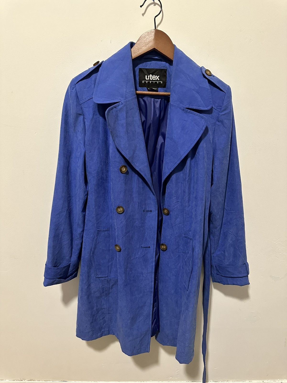 Vintage Blue suede trench coat with belt Size M / US 6-8 / IT 42-44 - 1 Thumbnail