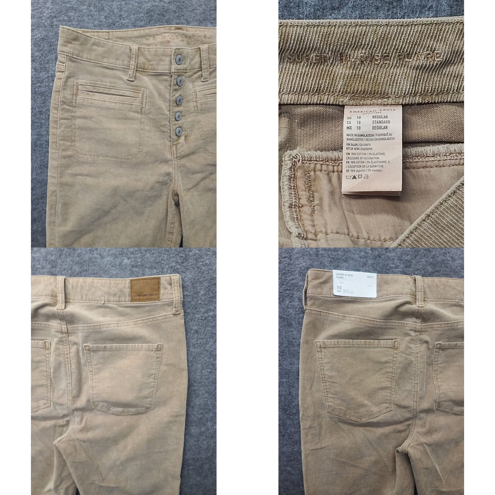 American Eagle Outfitters VINTAGE American Eagle Outfitters Pants Womens Regular Flared High Rise 31 Inseam Beige Corduroy 90s Chino Womens Size 26" / US 2 / IT 38 - 8 Thumbnail