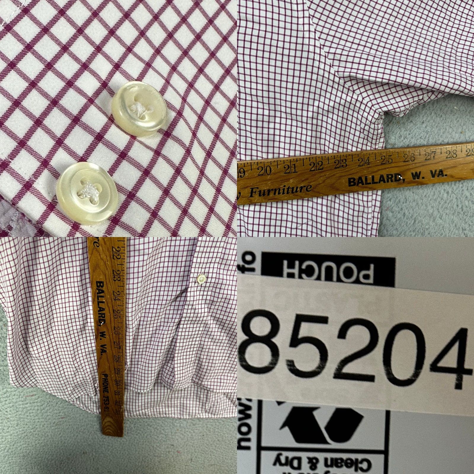 Paul Stuart VINTAGE Paul Stuart Mens Shirt Dress Pink Gingham Check Pocket 17.5X35 EUC Size 48R - 8 Thumbnail