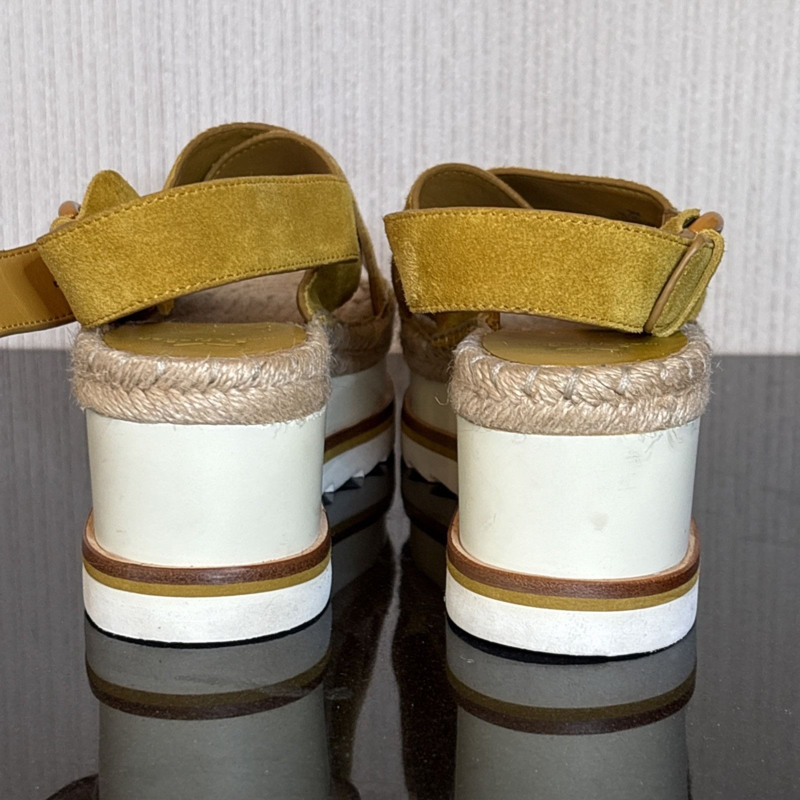 Marc Fisher Marc Fisher 9 Platform Yellow Suede Leather Slingback Espadr Size US 9 / IT 39 - 6 Thumbnail
