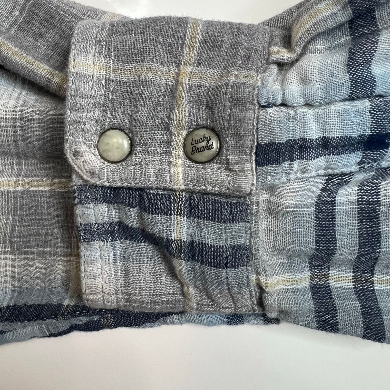 Lucky Brand Lucky Brand Classic Fit Western Pearl Snap Shirt Large Plaid Size US L / EU 52-54 / 3 - 12 Thumbnail