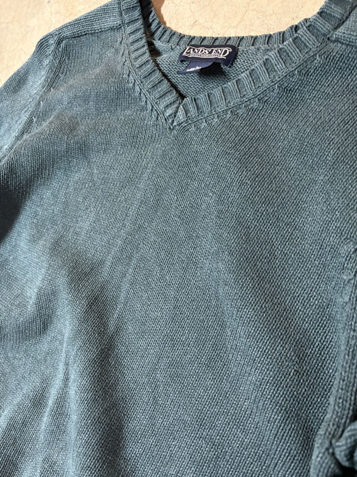 Lands' End VTG 90s Lands End Chunky Fisherman Knit Sweater V-neck Japan Size L / US 10 / IT 46 - 2 Thumbnail