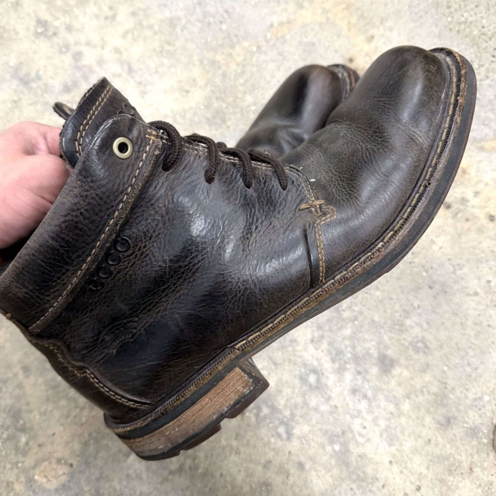 Ecco ECCO Dry Ankle Boots Mens Brown Leather EU 45 US 11.5 Ankle Boots Leather Men Brown ECCO Dry Boots Size US 12 / EU 45 - 4 Thumbnail