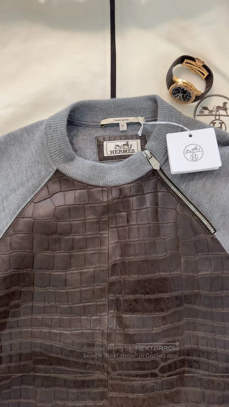 Hermes Hermes Cashmere + Crocodile Skin Hoodie Size US M / EU 48-50 / 2 - 4 Thumbnail