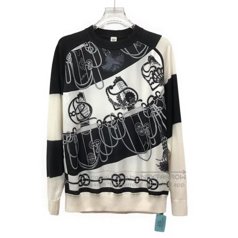 Hermes Hermes Color Block Lock Pattern Printed Round Neck Long Sl Size XXS / US 00 / IT 34 - 1 Thumbnail