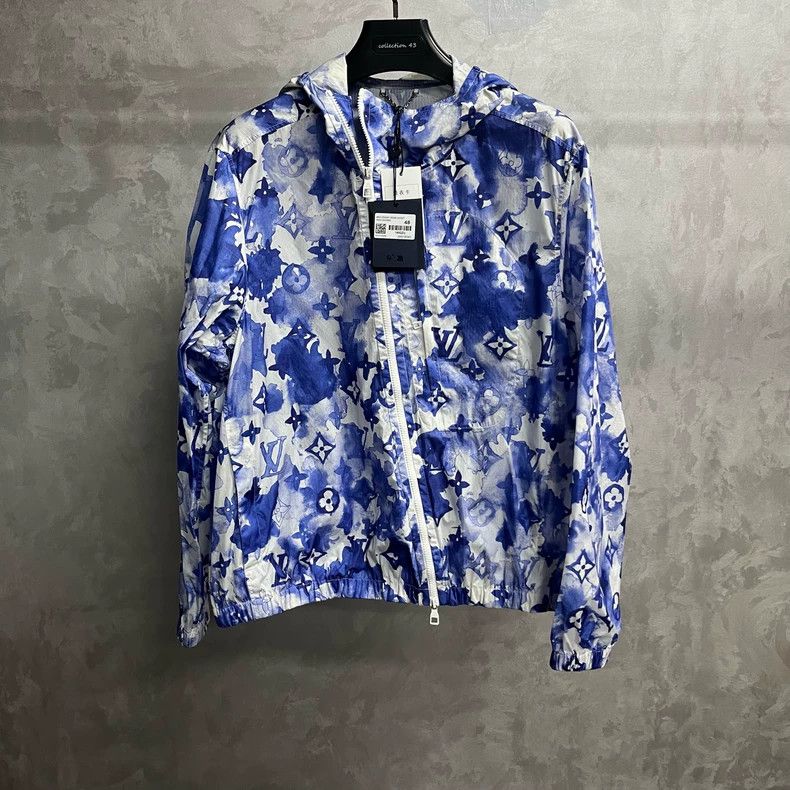 Louis Vuitton Louis Vuitton Blue Ink Logo Printed Hooded Windbreaker Jac Size US M / EU 48-50 / 2 - 1 Thumbnail