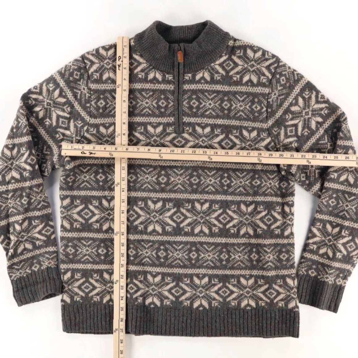 Vineyard Vines Vineyard Vines Fair Isle 1/4 Zip Knit Striped Mock Long Sleeve Sweater Gray Men's L Size US L / EU 52-54 / 3 - 3 Thumbnail