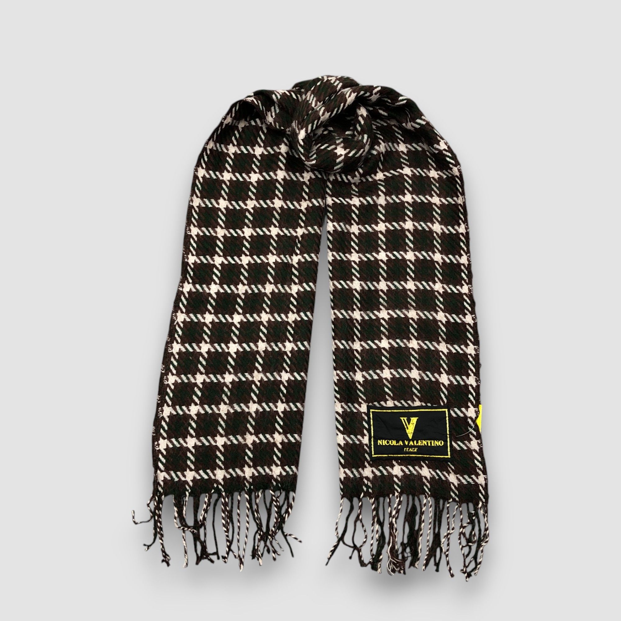 Japanese Brand Vintage Nicola Valentino Scarf Houndstooth Wool Scarves Size ONE SIZE - 1 Thumbnail