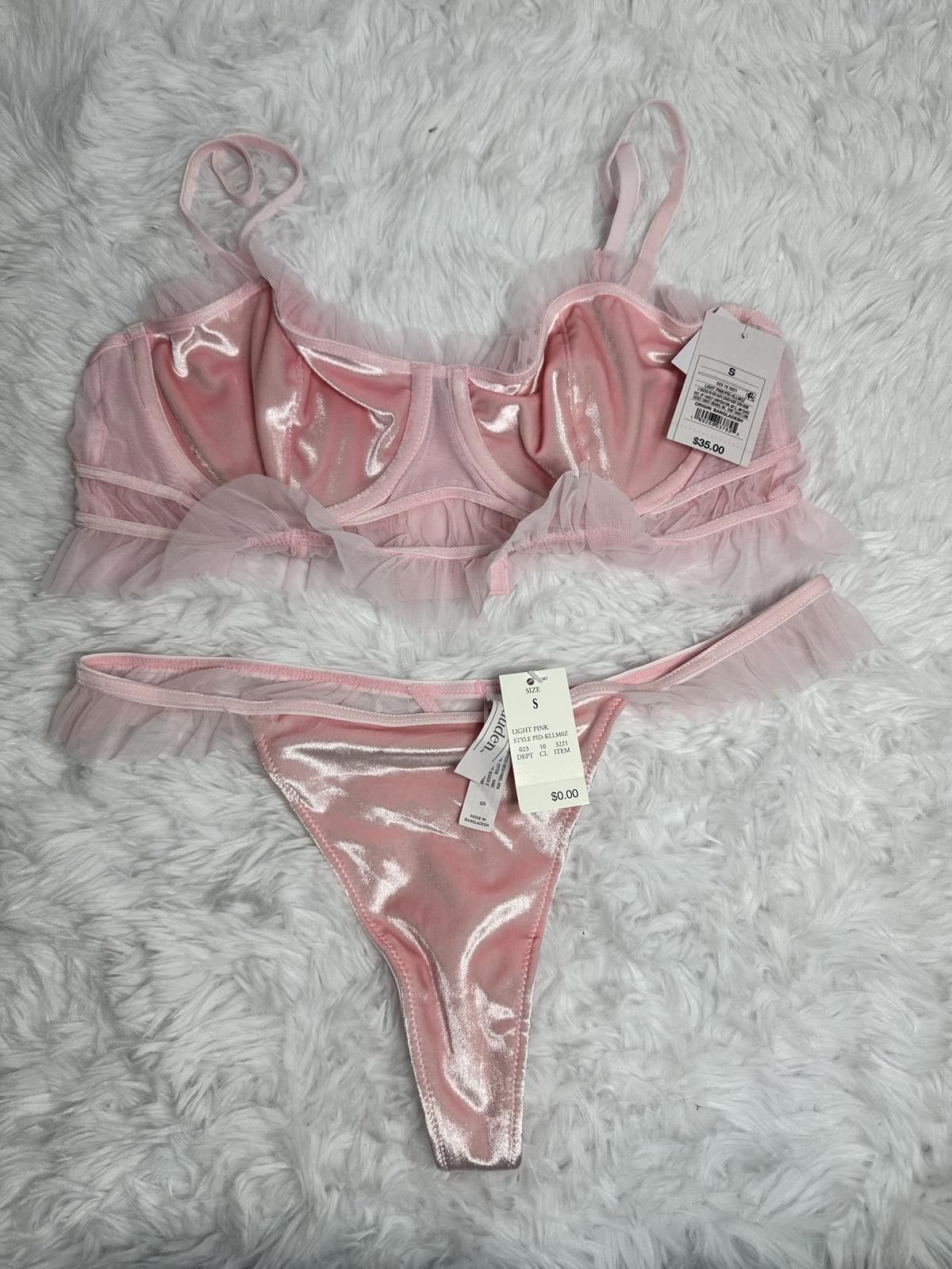 Other Pink Velvet Lingerie Set with Heart-Shaped Crossbody Bag Size ONE SIZE - 2 Thumbnail