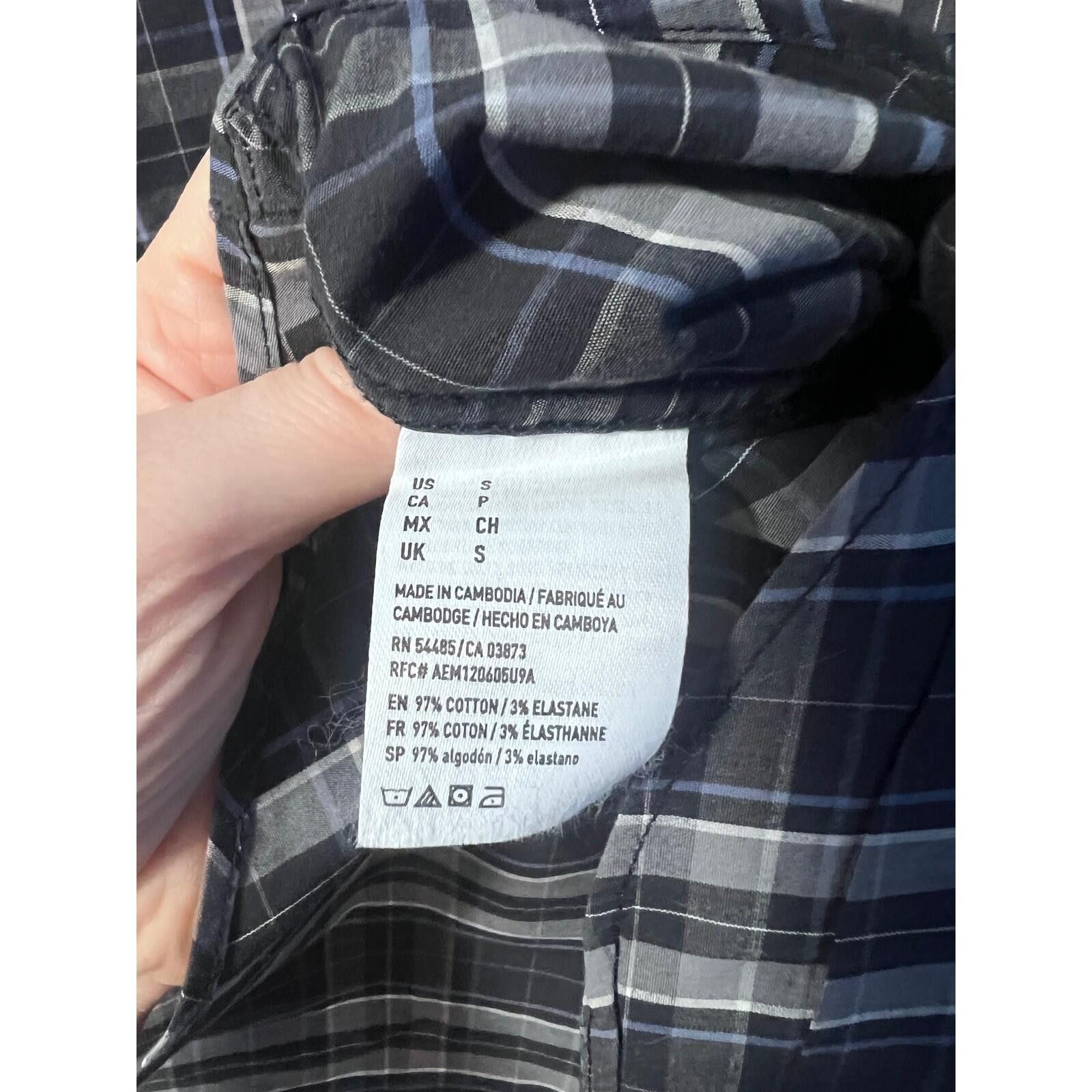 American Eagle Outfitters American Eagle Plaid Shirt Mens S Black Classic Fit Stretch Size US S / EU 44-46 / 1 - 6 Thumbnail