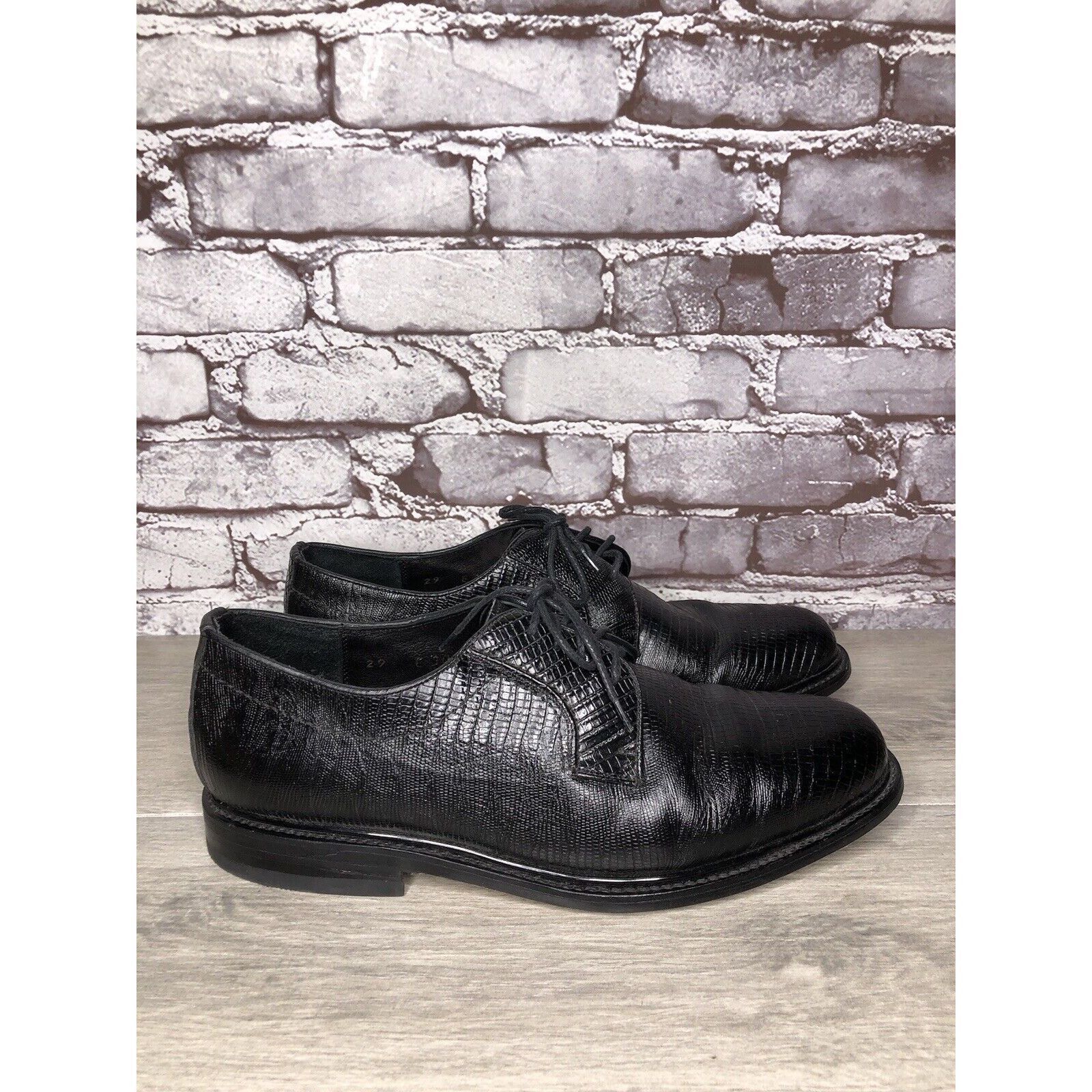 Other Monaco Goodyear Welt Black Leather Croc Oxfords Dress Shoes Size US 10.5 / EU 43-44 - 20 Thumbnail