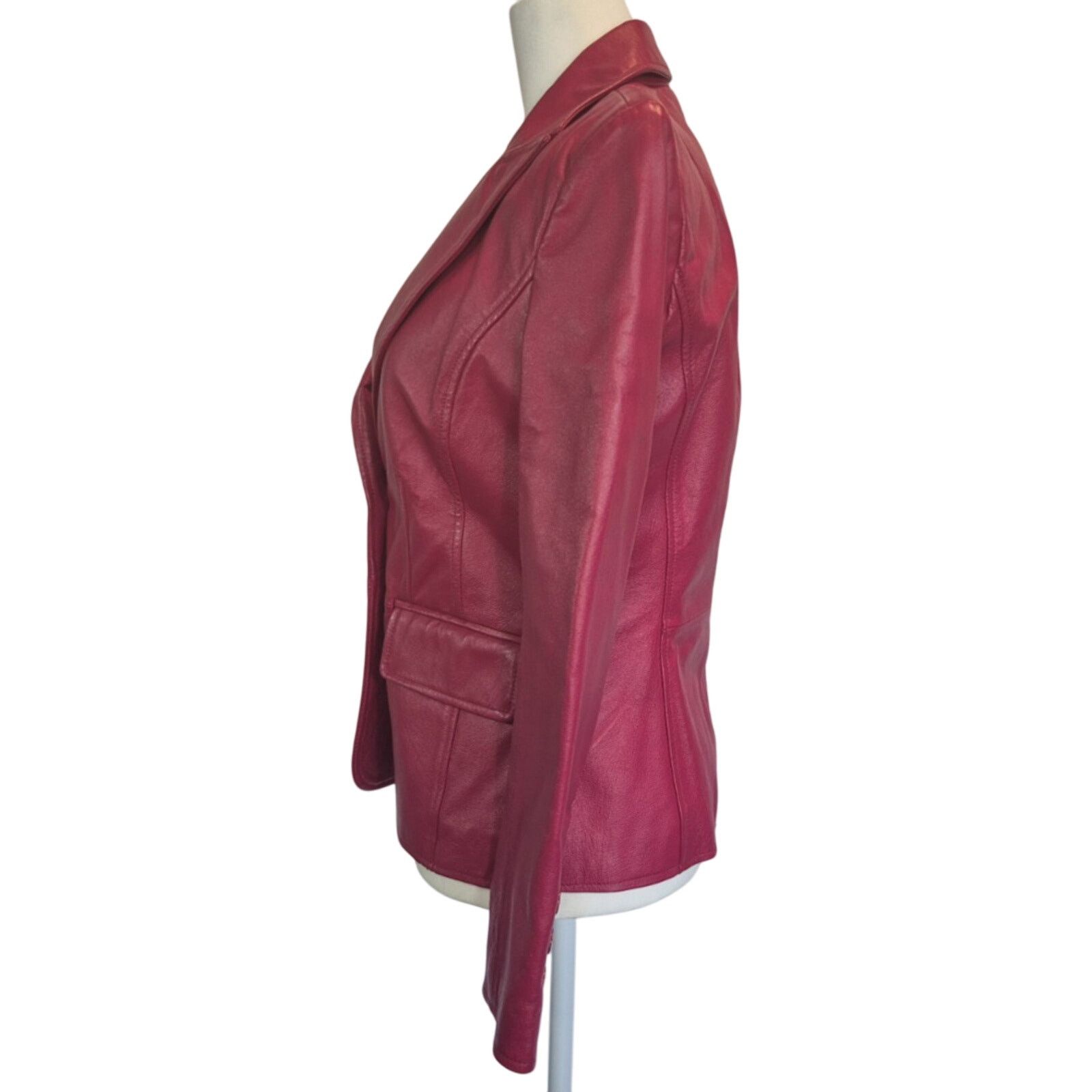Worthington Worthington Red Leather Two Button L Fitted Jacket XS Size XS / US 0-2 / IT 36-38 - 4 Thumbnail